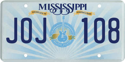 MS license plate JOJ108