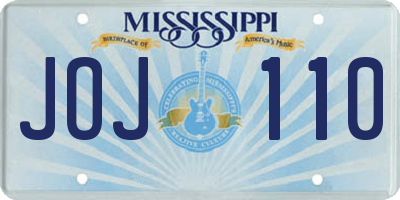 MS license plate JOJ110