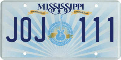 MS license plate JOJ111