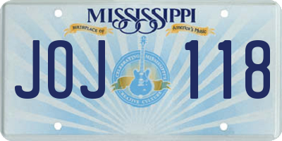 MS license plate JOJ118