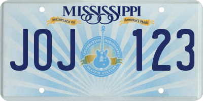 MS license plate JOJ123
