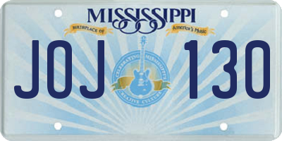 MS license plate JOJ130