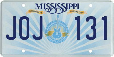 MS license plate JOJ131