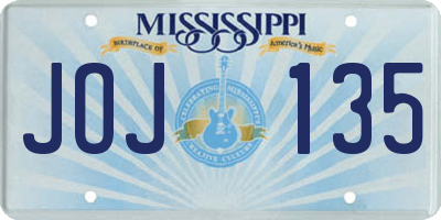 MS license plate JOJ135
