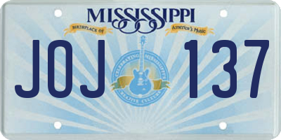 MS license plate JOJ137