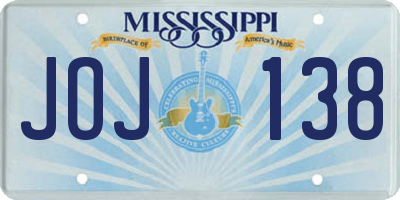 MS license plate JOJ138