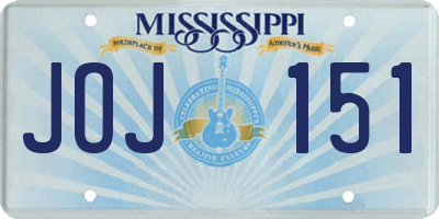MS license plate JOJ151
