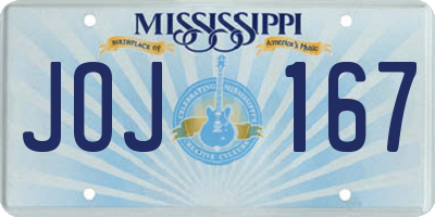 MS license plate JOJ167