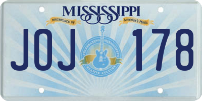 MS license plate JOJ178
