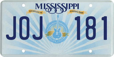 MS license plate JOJ181