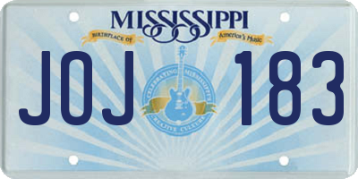 MS license plate JOJ183