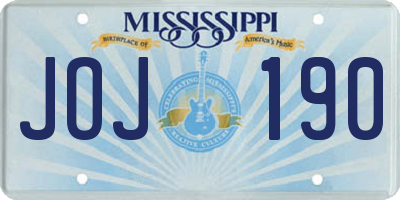 MS license plate JOJ190