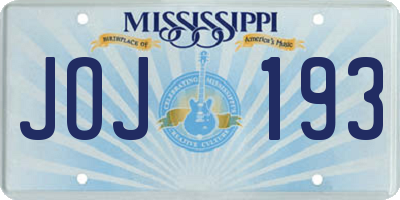MS license plate JOJ193
