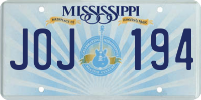 MS license plate JOJ194