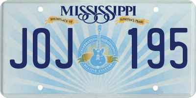 MS license plate JOJ195