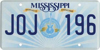 MS license plate JOJ196