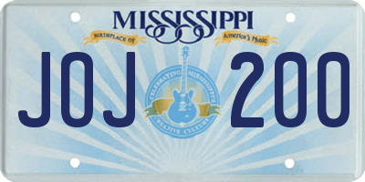 MS license plate JOJ200