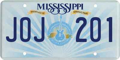 MS license plate JOJ201