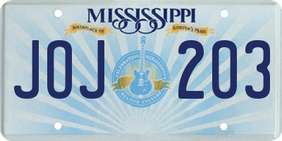 MS license plate JOJ203