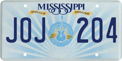 MS license plate JOJ204
