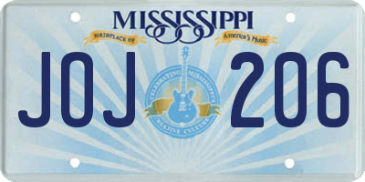 MS license plate JOJ206
