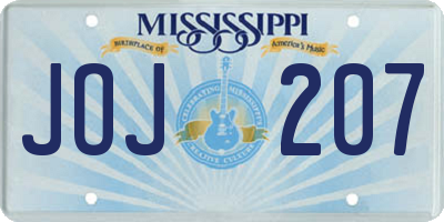 MS license plate JOJ207