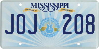 MS license plate JOJ208