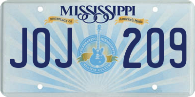 MS license plate JOJ209