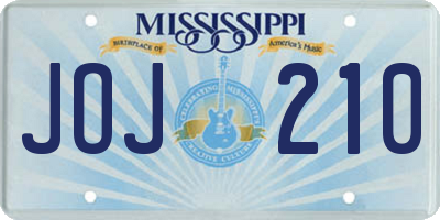 MS license plate JOJ210