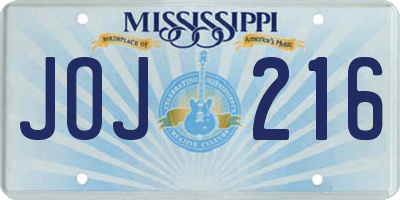 MS license plate JOJ216