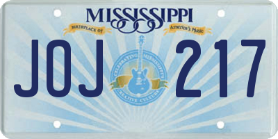 MS license plate JOJ217