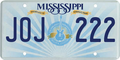 MS license plate JOJ222