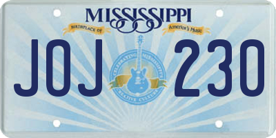 MS license plate JOJ230