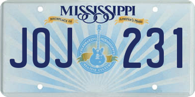 MS license plate JOJ231