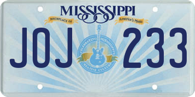 MS license plate JOJ233