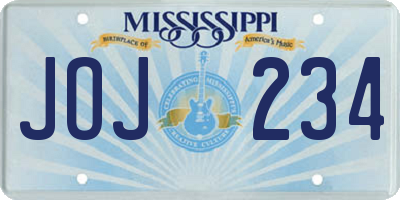 MS license plate JOJ234