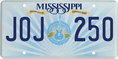 MS license plate JOJ250