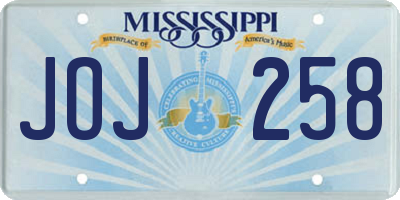 MS license plate JOJ258