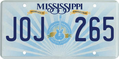 MS license plate JOJ265