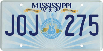 MS license plate JOJ275