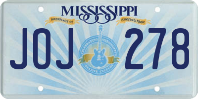 MS license plate JOJ278