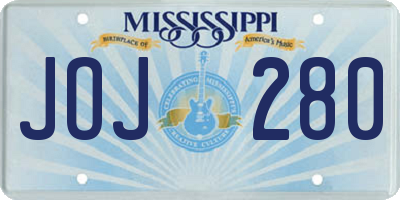 MS license plate JOJ280