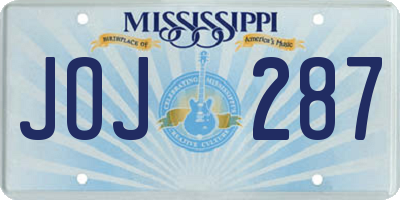 MS license plate JOJ287