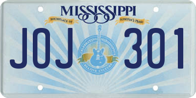 MS license plate JOJ301