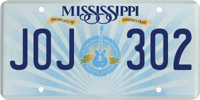 MS license plate JOJ302