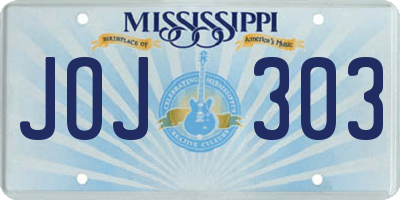 MS license plate JOJ303