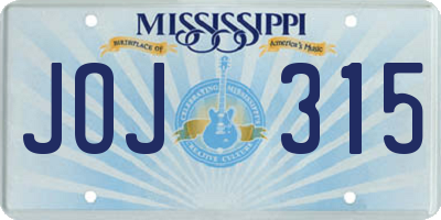 MS license plate JOJ315