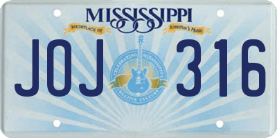 MS license plate JOJ316