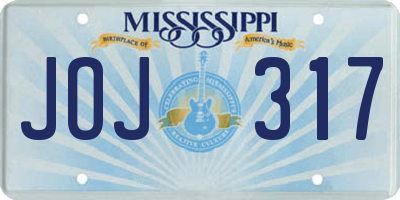 MS license plate JOJ317