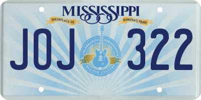 MS license plate JOJ322